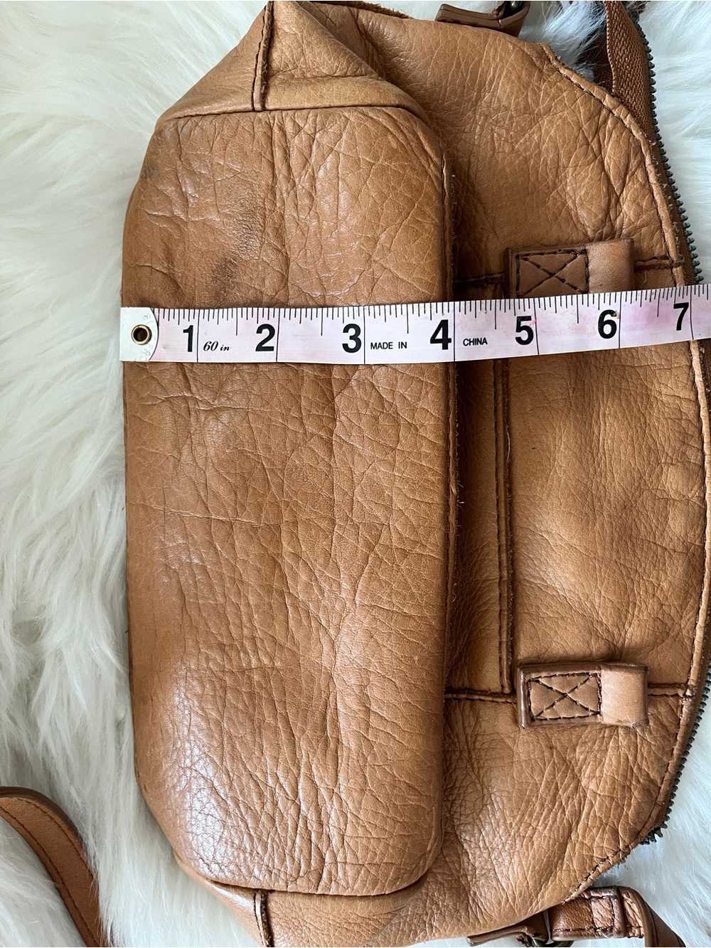 American Leather Co Tan Leather Crossbody Bag with Adjustable Strap Sz 7x9x4 - Picture 8 of 9